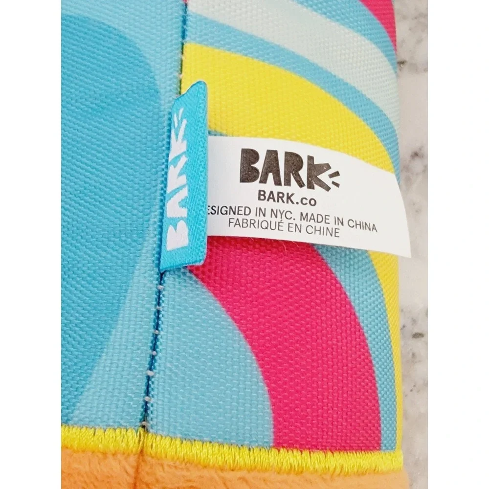 Bark‎ Box K9s Kompoocha Cosmic Bacon Squeaky Crinkle Dog Toy M-L Orange Blue NEW